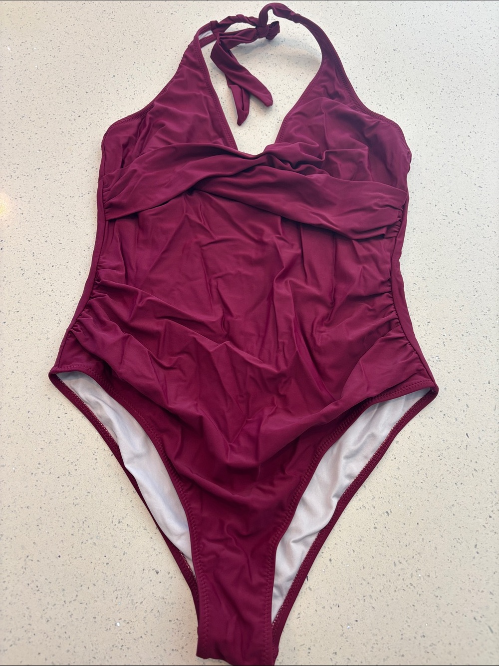Target Halter Ruched One-Piece Swimsuit - Burgundy
